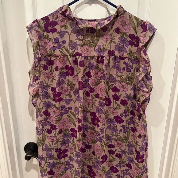 CAbi Trifle Top Purple and Pink Floral Blouse with matching tank - Picture 3 of 5